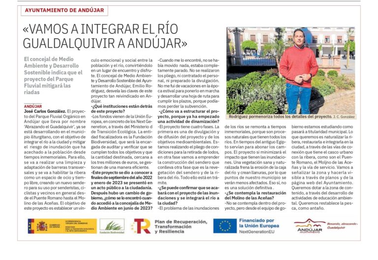 » VAMOS A INTEGRAR EL RÍO GUADALQUIVIR A ANDÚJAR»