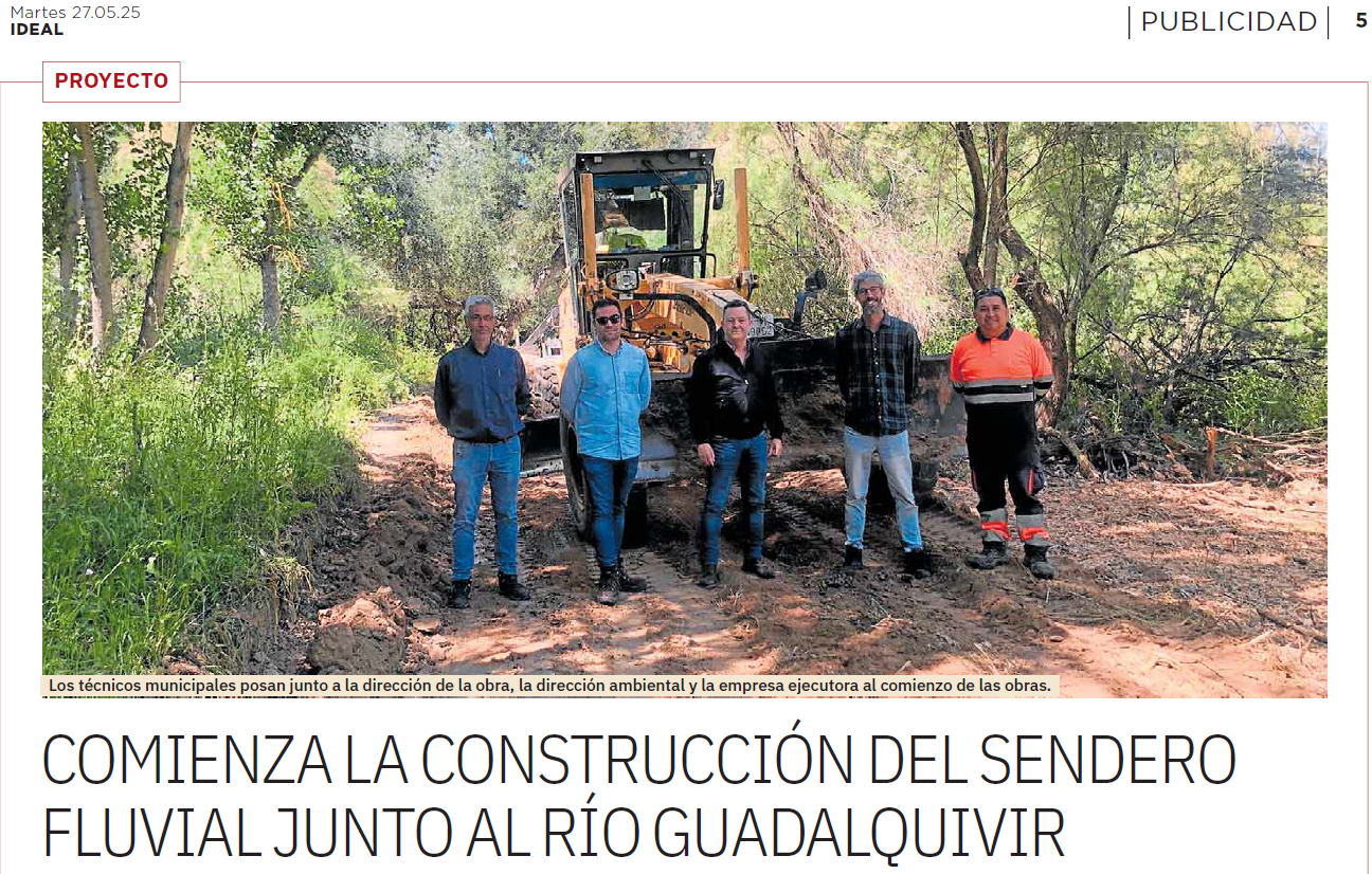 COMIENZA LA CONSTRUCCIÓN DEL SENDERO FLUVIAL JUNTO AL RÍO GUADALQUIVIR. IDEAL